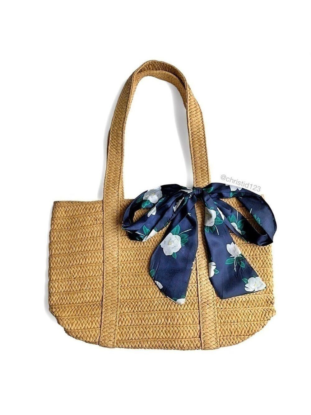 Draper James Straw Bag With Floral Scarf